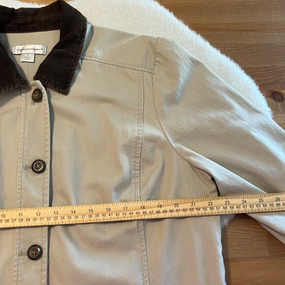 Christopher & Banks Tan Twill Corduroy Collar Button Down Long Sleeve Jacket XL - Picture 8 of 9